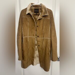 Marc New York Andrew Marc Faux Shearling Long Coat Tan Camel Size M